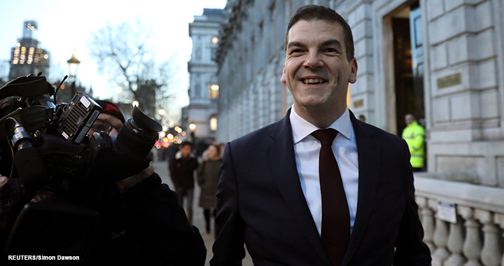 Britain's chief Brexit negotiator Olly Robbins arrives at the Cabinet office in London on 17 January 2019.