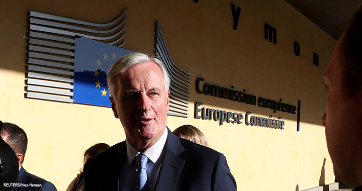 The European Union's chief Brexit negotiator Michel Barnier arrives at the European Commission for a meeting to discuss an extension to the Brexit deadline in Brussels, 28 October 2019.