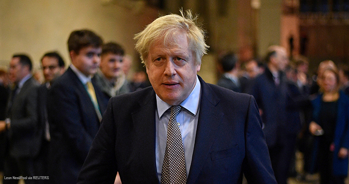 Prime Minister Boris Johnson greets newly-elected Conservative MPs at the Houses of Parliament, London, 16 December 2019.