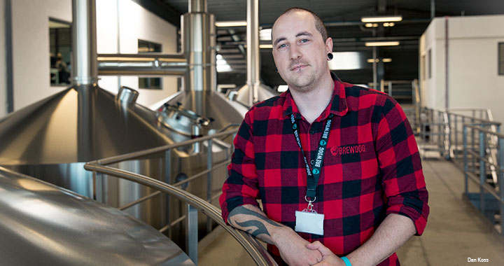 Ben Press, ACMA, CGMA, in Site 3 Brewhouse, the larger of the company’s three brewhouses in Ellon, Scotland.