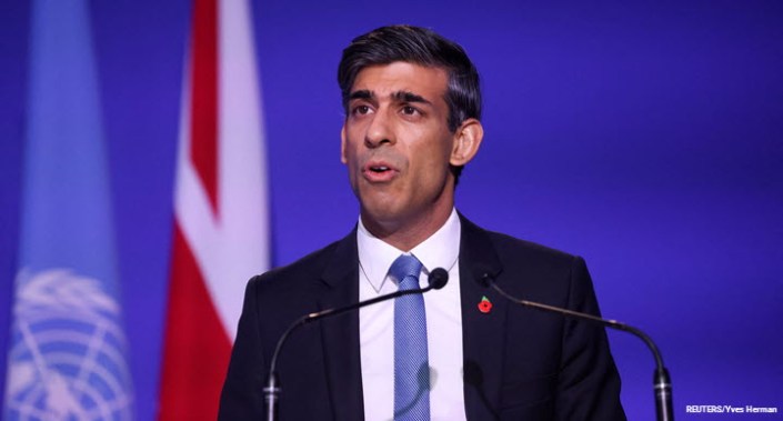 UK Chancellor of the Exchequer Rishi Sunak speaks during the UN Climate Change Conference (COP26) in Glasgow, Scotland, UK, 3 November 2021.