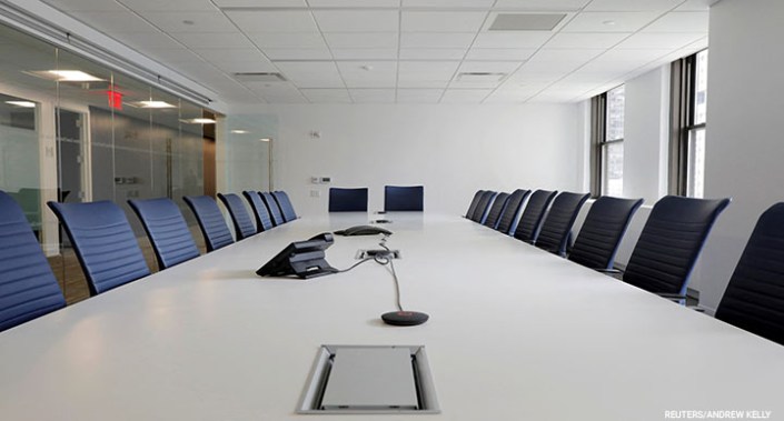 A boardroom is seen in an office building in Manhattan, New York City, New York, US, 24 May 2021