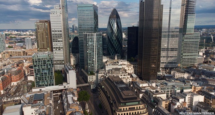View of the City financial district in London, UK, 3 July 2022.