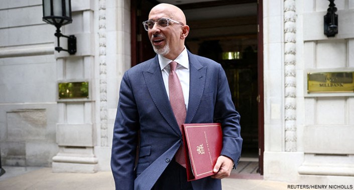UK Chancellor of the Exchequer Nadhim Zahawi leaves a television studio in London, UK, 13 July 2022.