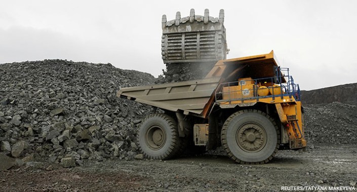 Ore at Zapolyarny mine of Medvezhy Ruchey enterprise, a subsidiary of the world's leading nickel and palladium producer Nornickel, in the Arctic city of Norilsk, Russia, 24 August 2021.