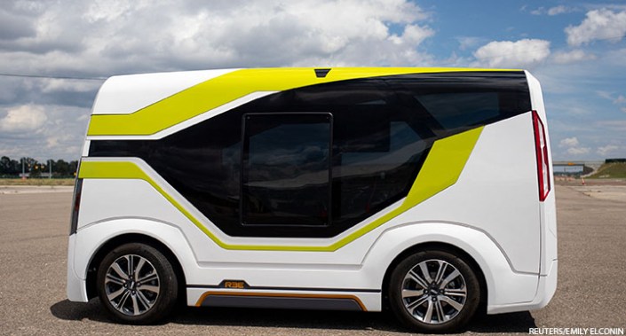 Israeli electric chassis maker REE Automotive tests one of its vehicles at the American Center for Mobility in Ypsilanti, Michigan, US, 28 July 2022.
