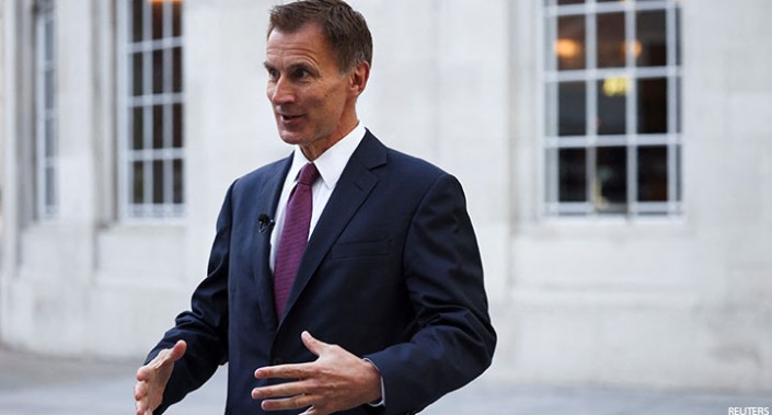 UK Chancellor of the Exchequer Jeremy Hunt speaks in London on 15 October.