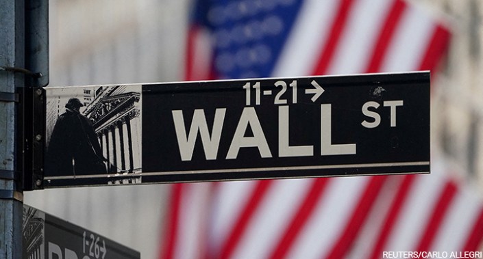 The Wall Street sign is pictured at the New York Stock Exchange (NYSE) in the Manhattan borough of New York City, New York, US, 9 March 2020.