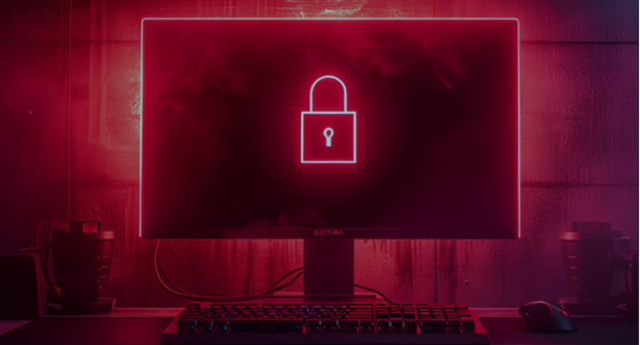 Computer screen showing ransomeware. AI-GENERATED IMAGE BY JEFF/ADOBE STOCK