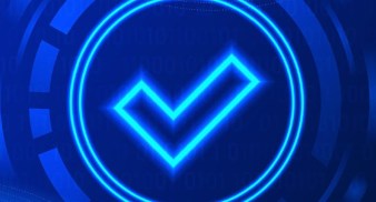 Image of checkmark on digital background.