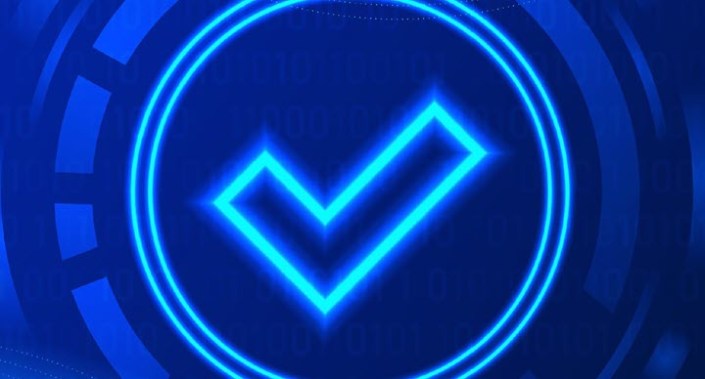 Image of checkmark on digital background.