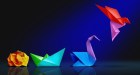 Image of progressing origami figures.