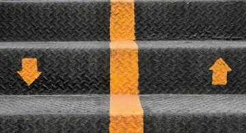 Accountability: Inescapable, challenging, and valuable Staircase marked with up and down arrows.